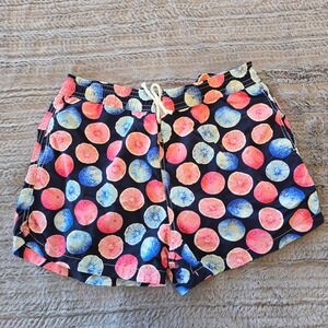 Vilebrequin Moorea Swim Trunks Mens XL Navy Blue Citrus Fruit Print Board Shorts